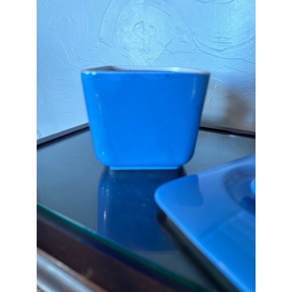 Vintage Art Deco Hall China Delphinium Blue Phoenix cov'd Refrigerator Dish - Picture 11 of 13